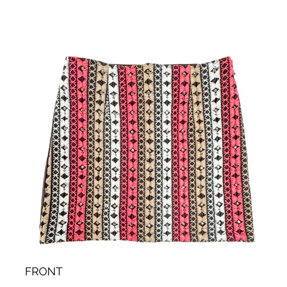 Rosa Chá* Coral & Tan Striped Skirt | Boho Chic Pattern | Size US 0/2 - Picture 1 of 5